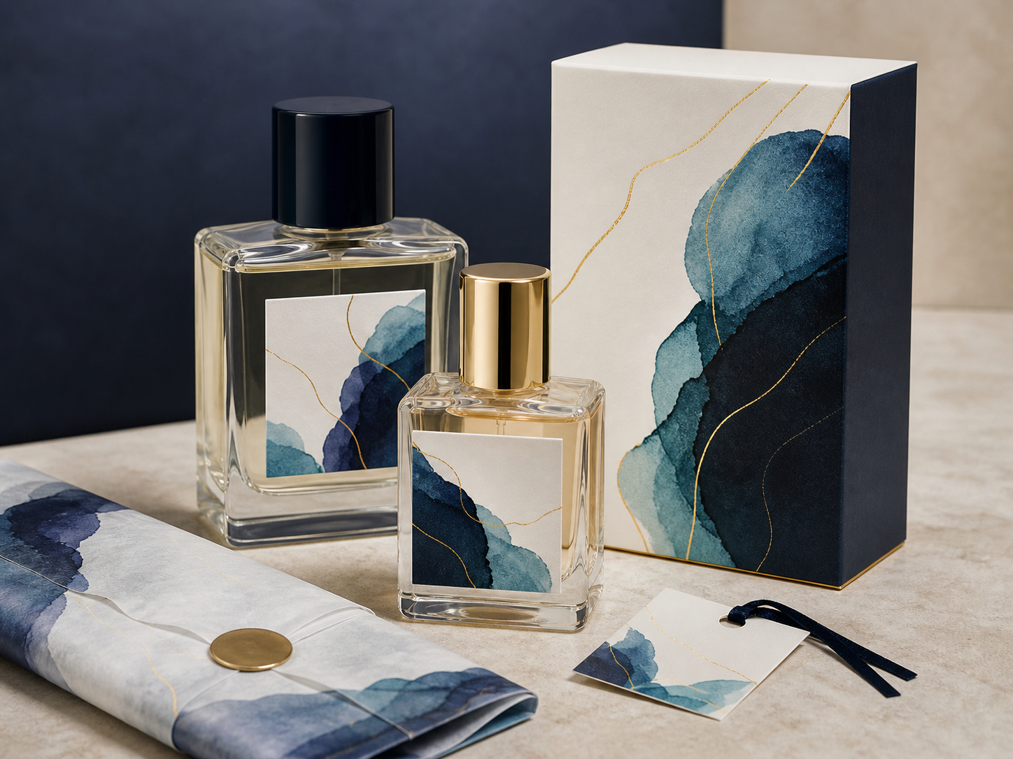 عبوات عطر وعلب وتاقات وملصقات مطبوعة